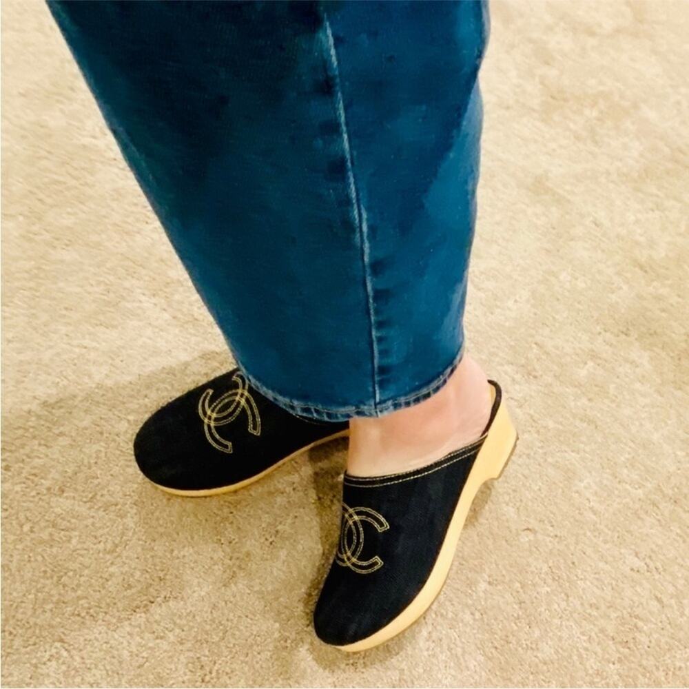 CHANEL Denim Clogs Miles size 35 5 - Picture 8 of 9